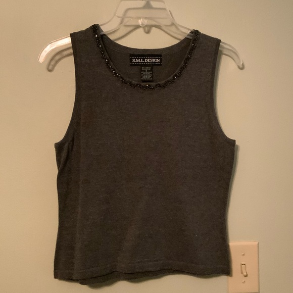 Wonderful charcoal grey beaded sweater set, sz SM - Picture 2 of 2